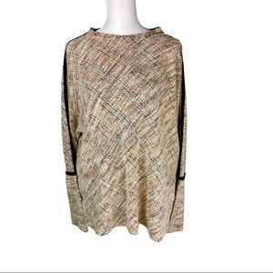 ZARA TRAFALUC Multicolor Bell Sleeve Knit Raw Hem Oversized Top, Size Medium